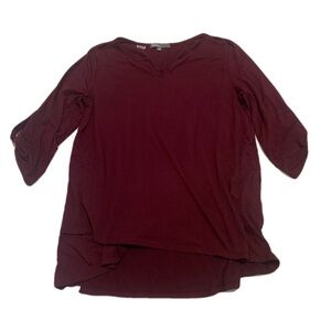 89th & Madison Burgundy V-Neck High-Low Tunic Top - L